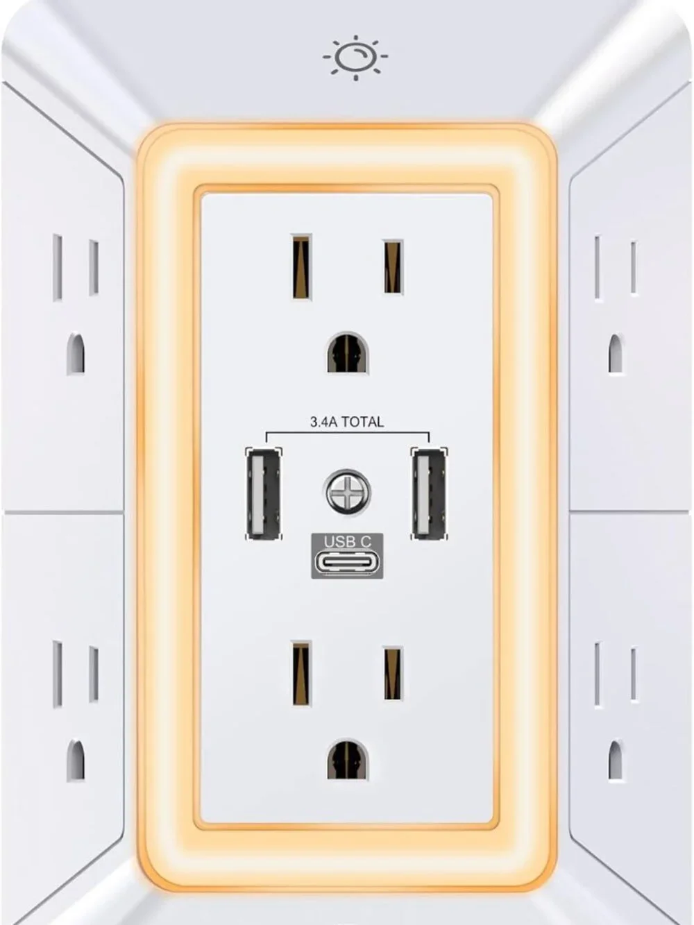 POWRUI Multi‑Plug Outlet (USB + Night Light) - Picture 1 of 3